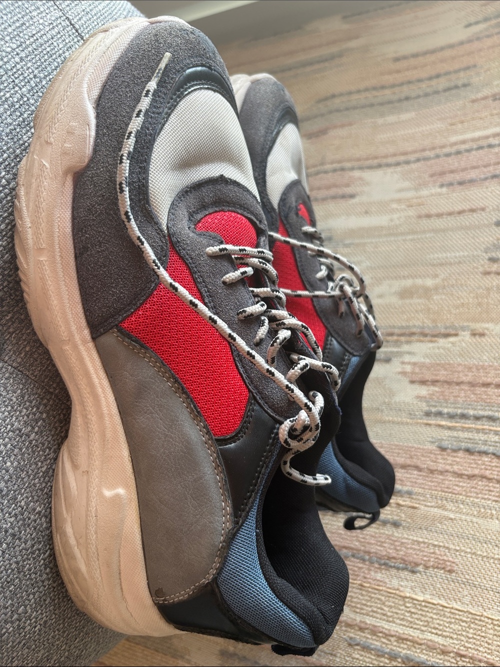 Men's Chunky Sneakers in Red and Gray